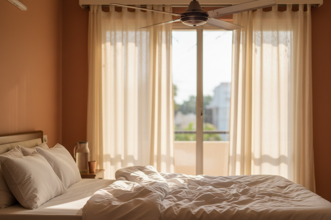 Pure cotton bed sheet for Delhi's extreme summer heat — cool and breathable bedding