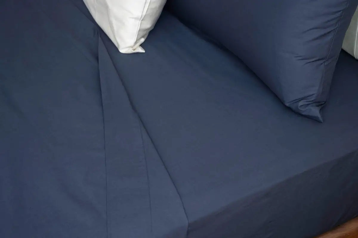Navy Blue Pure Cotton Bedsheet Set — BELONG India