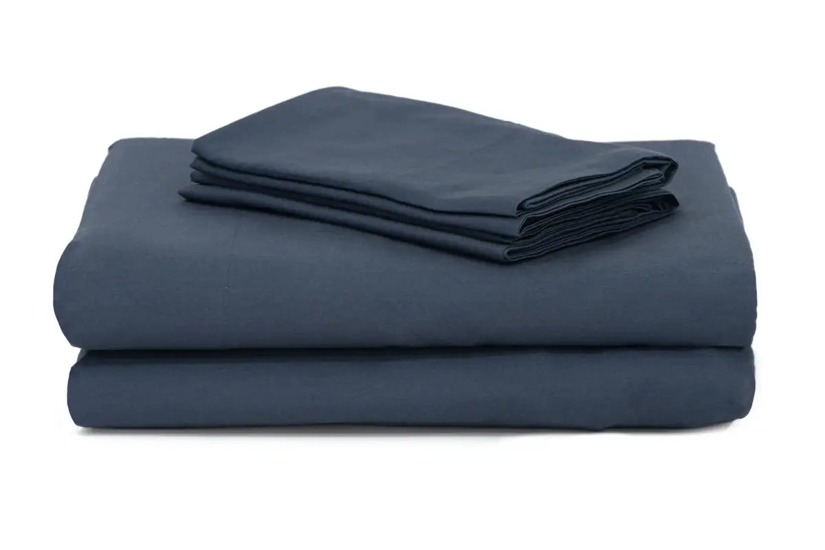 Navy Blue Pure Cotton Bedsheet Set — BELONG India
