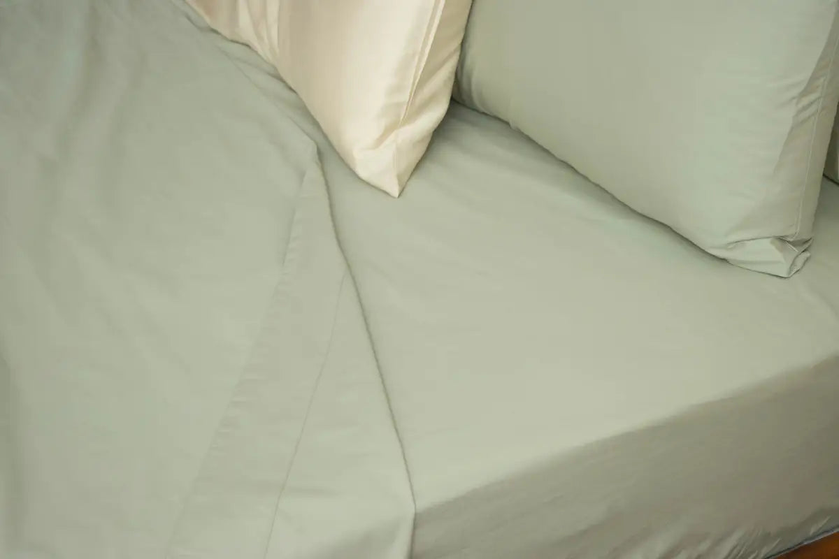 Sage Green Pure Cotton Fitted Sheet Set — BELONG India