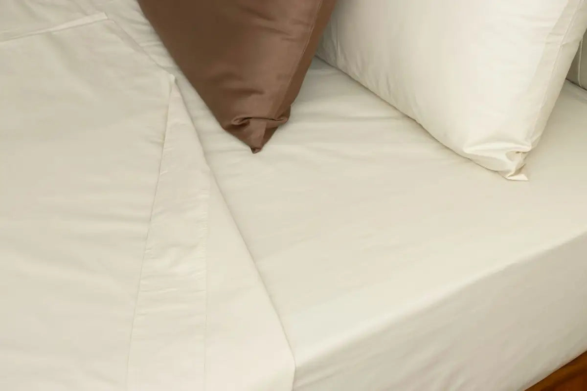 Ivory Pure Cotton Fitted Bedsheet Set 300TC — BELONG India