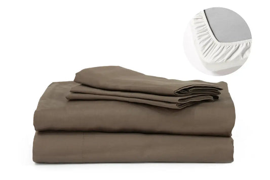 Brown Pure Cotton Fitted Sheet Set — BELONG India