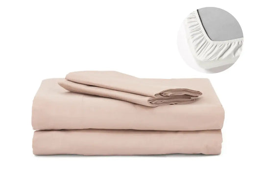 Blush Pink Pure Cotton Fitted Sheet Set — BELONG India