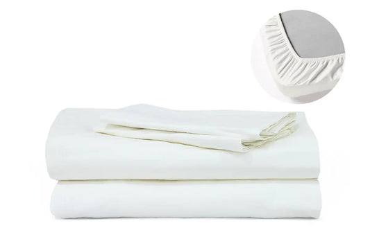 White Pure Cotton Fitted Sheet Set — BELONG India