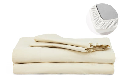 Beige Pure Cotton Fitted Sheet Set — BELONG India