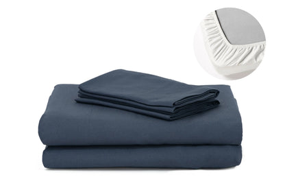 Navy Blue Pure Cotton Fitted Sheet Set — BELONG India