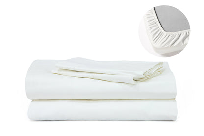 White Pure Cotton Fitted Sheet Set — BELONG India