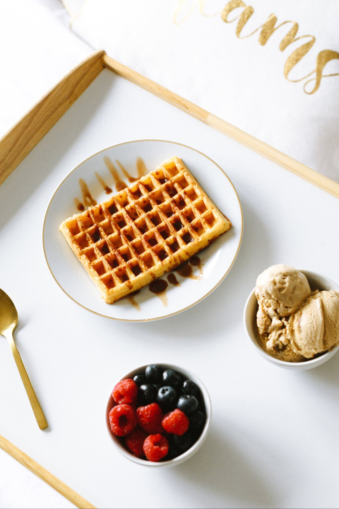 Food tray on bed